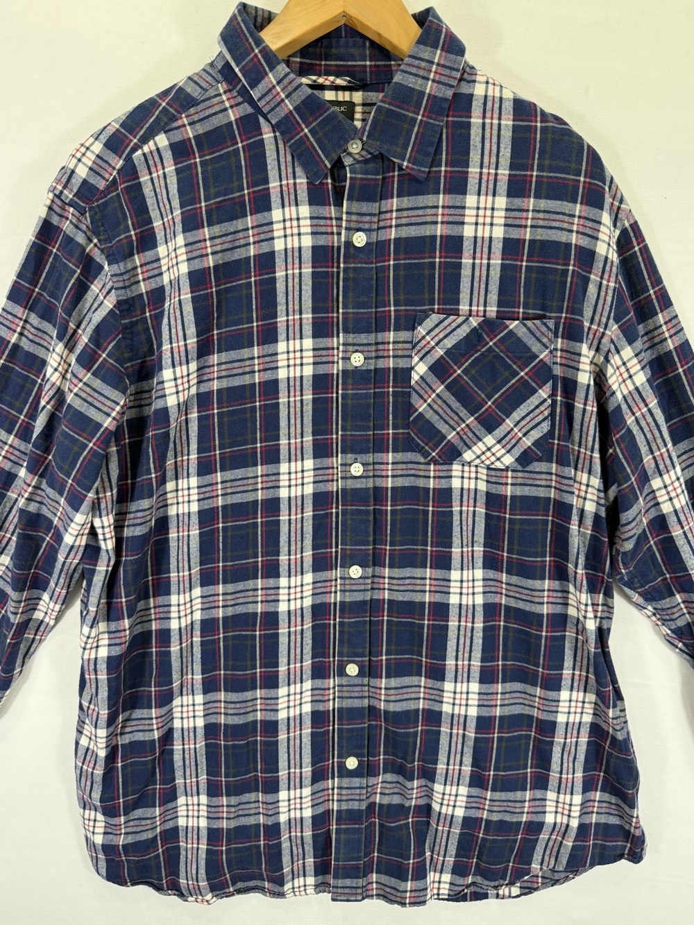 Banana Republic Navy, White & Red Plaid Button-Down Shirt - Men's